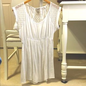 White netted long top